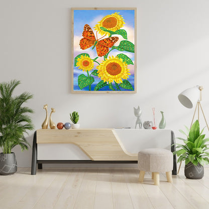 Flowers Butterfly - Special Shaped Drill Diamond Painting 30*40CM