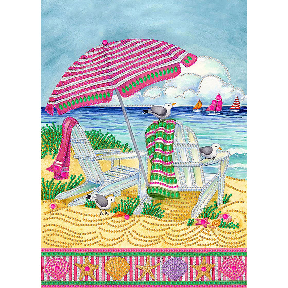 Colorful Beach - Special Shaped Drill Diamond Painting 30*40CM