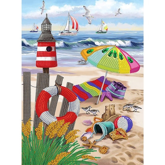 Colorful Beach - Special Shaped Drill Diamond Painting 30*40CM