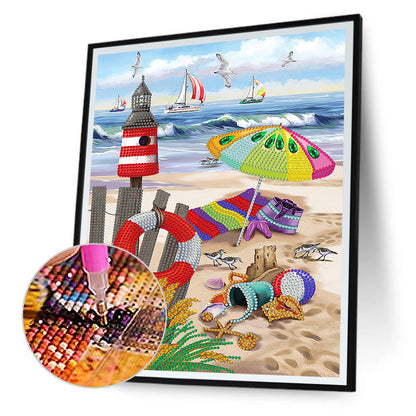 Colorful Beach - Special Shaped Drill Diamond Painting 30*40CM