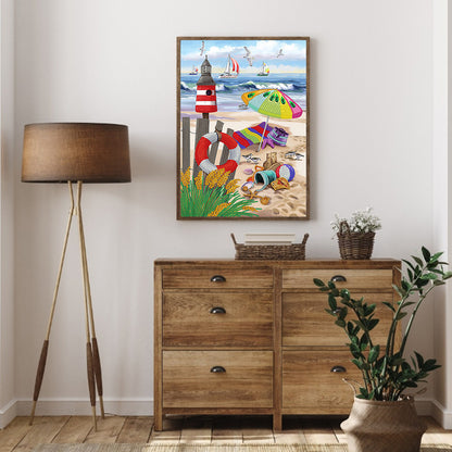 Colorful Beach - Special Shaped Drill Diamond Painting 30*40CM