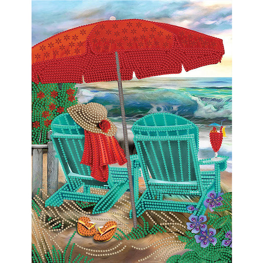 Colorful Beach - Special Shaped Drill Diamond Painting 30*40CM