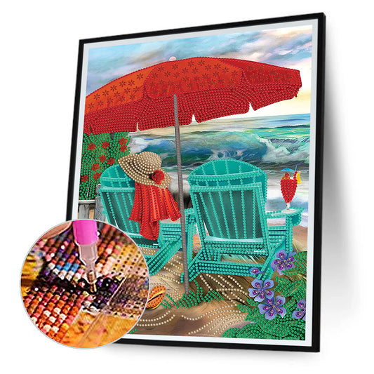 Colorful Beach - Special Shaped Drill Diamond Painting 30*40CM