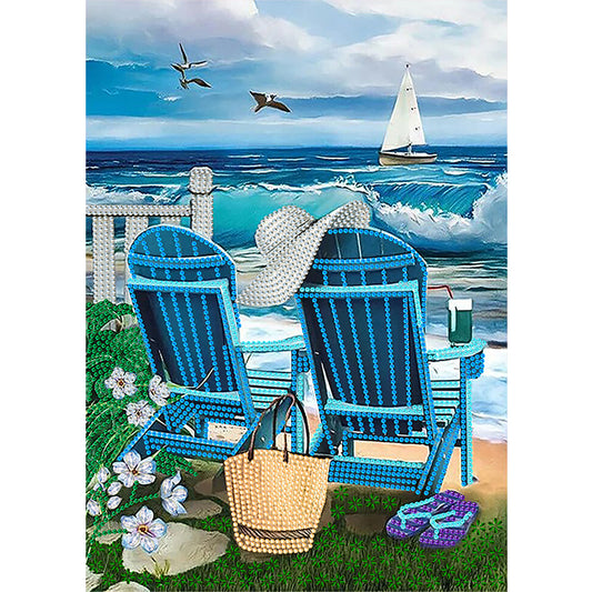 Colorful Beach - Special Shaped Drill Diamond Painting 30*40CM