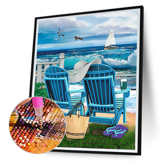 Colorful Beach - Special Shaped Drill Diamond Painting 30*40CM