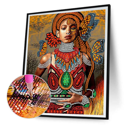 Indian Woman - Special Shaped Drill Diamond Painting 30*40CM