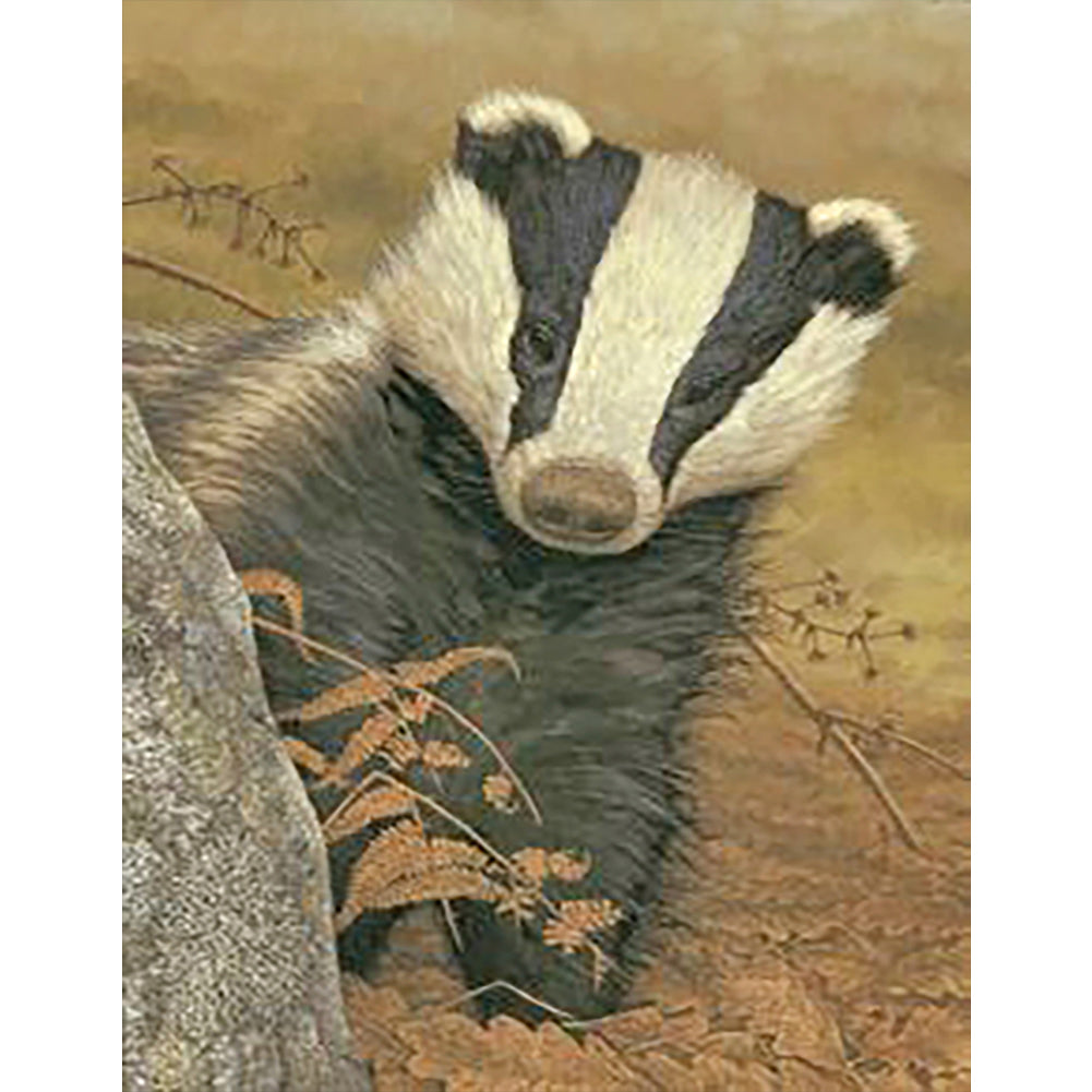 Snow Honey Badger - Full Round Drill Diamond Painting 30*40CM