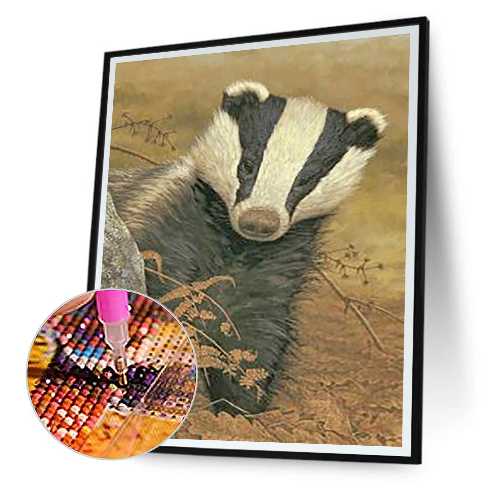 Snow Honey Badger - Full Round Drill Diamond Painting 30*40CM
