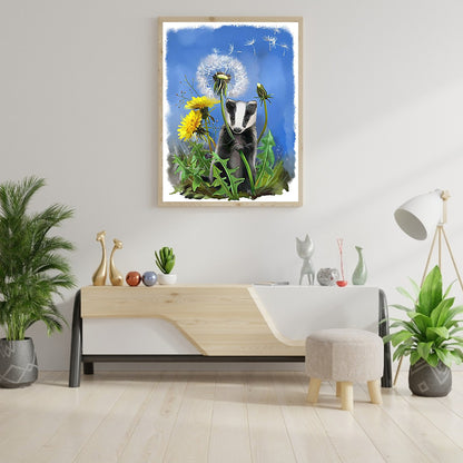 Snow Honey Badger - Full Round Drill Diamond Painting 30*40CM
