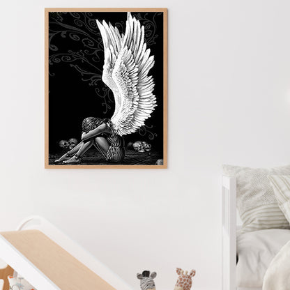 White Winged Angel - Full Square Drill Diamond Painting 30*40CM