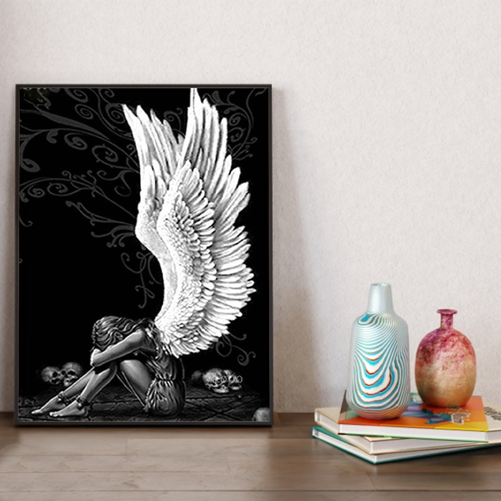 White Winged Angel - Full Square Drill Diamond Painting 30*40CM