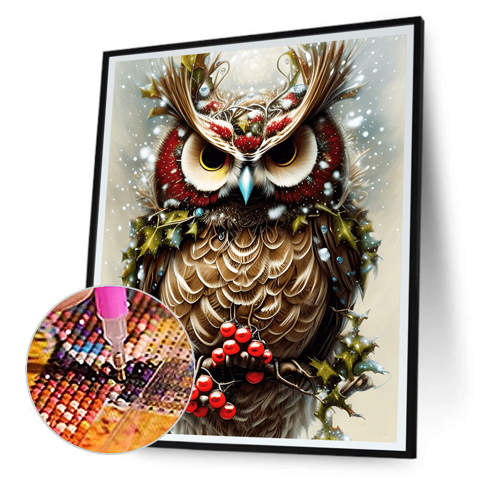 Owl - Full Round Drill Diamond Painting 30*40CM