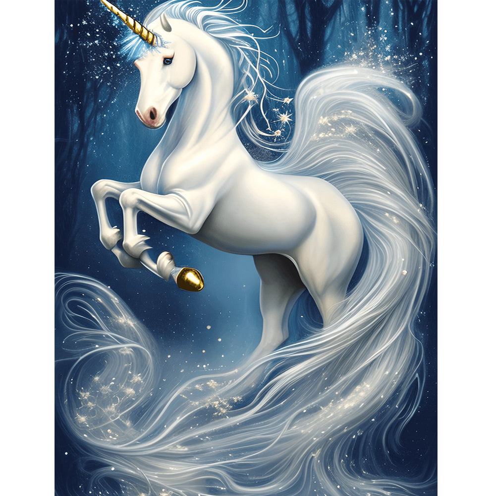 White Unicorn - Full Round Drill Diamond Painting 30*40CM