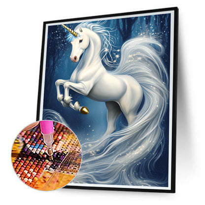 White Unicorn - Full Round Drill Diamond Painting 30*40CM