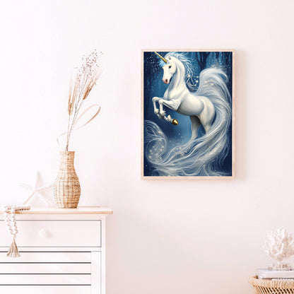 White Unicorn - Full Round Drill Diamond Painting 30*40CM