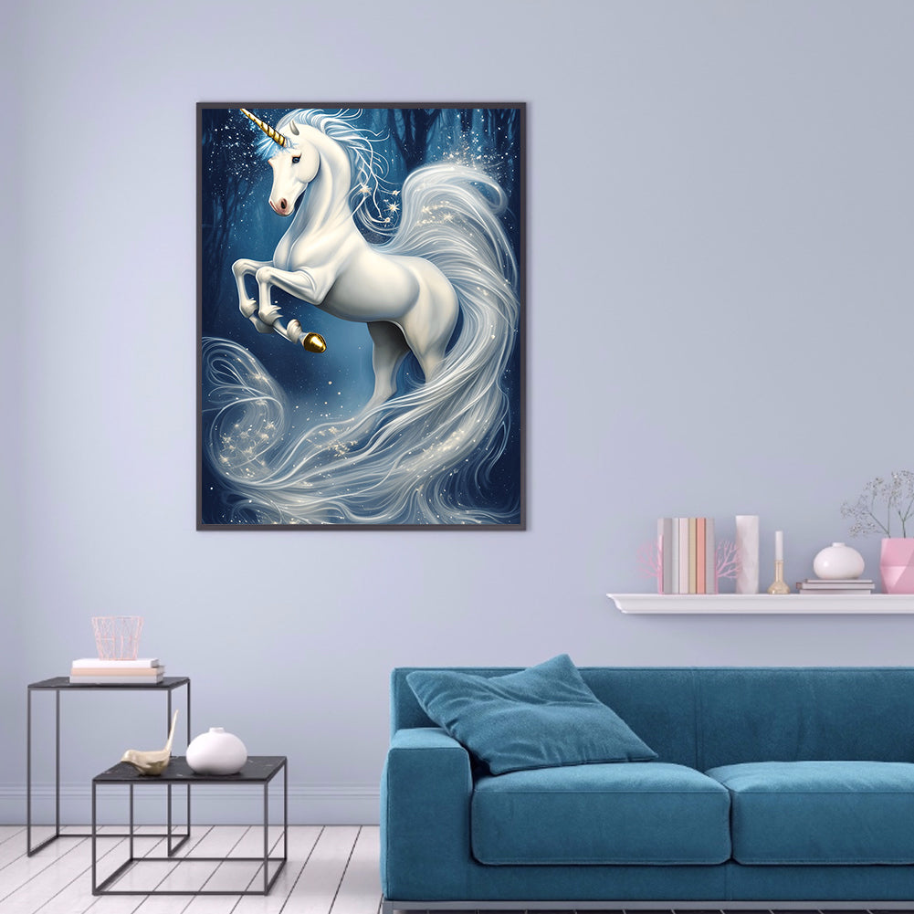 White Unicorn - Full Round Drill Diamond Painting 30*40CM