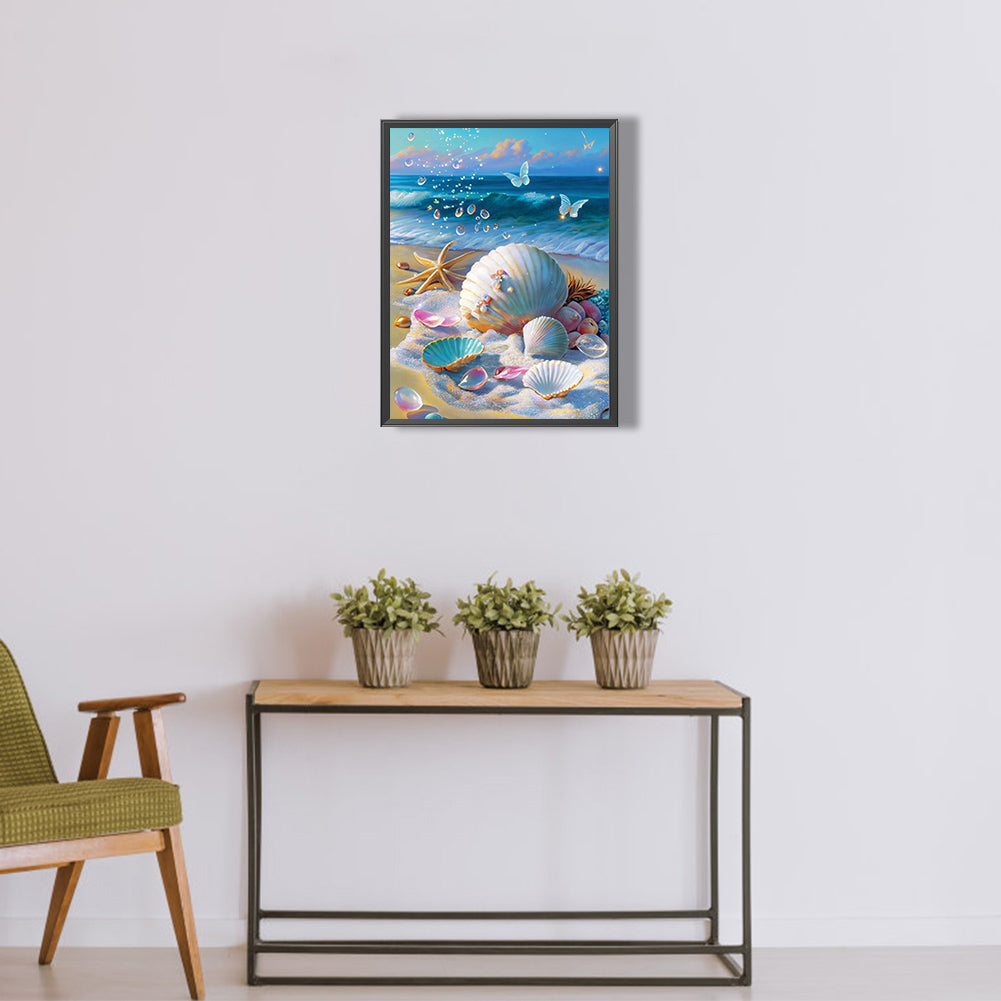 Beach Scenery - Full Round Drill Diamond Painting 30*40CM