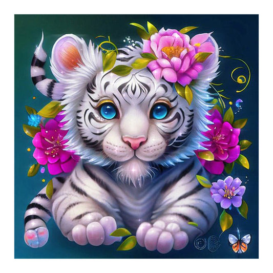 Flower Tiger - Full Round Drill Diamond Painting 40*40CM