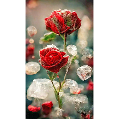 Red Crystal Flower - Full Round Drill Diamond Painting 40*70CM