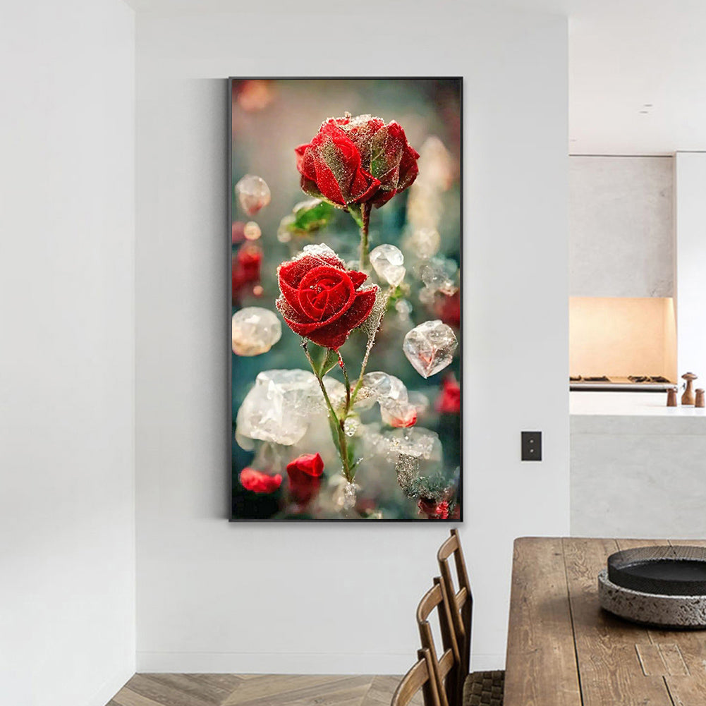 Red Crystal Flower - Full Round Drill Diamond Painting 40*70CM
