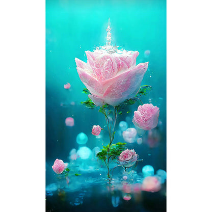 Pink Crystal Flower - Full Round Drill Diamond Painting 40*70CM