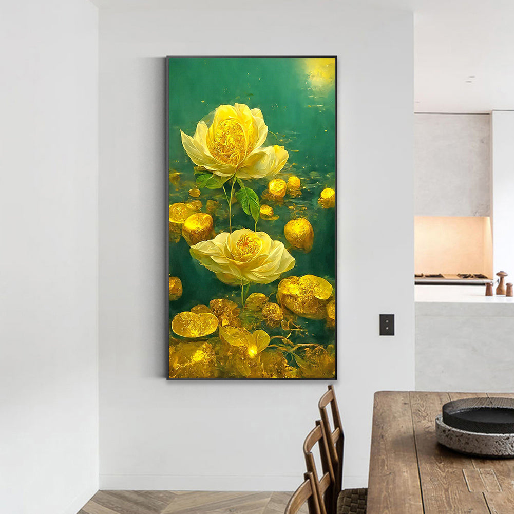 Yellow Crystal Flower - Full Round Drill Diamond Painting 40*70CM