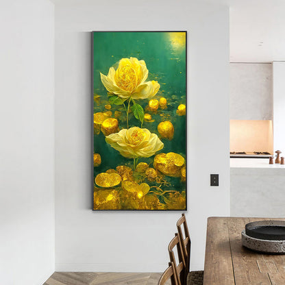 Yellow Crystal Flower - Full Round Drill Diamond Painting 40*70CM
