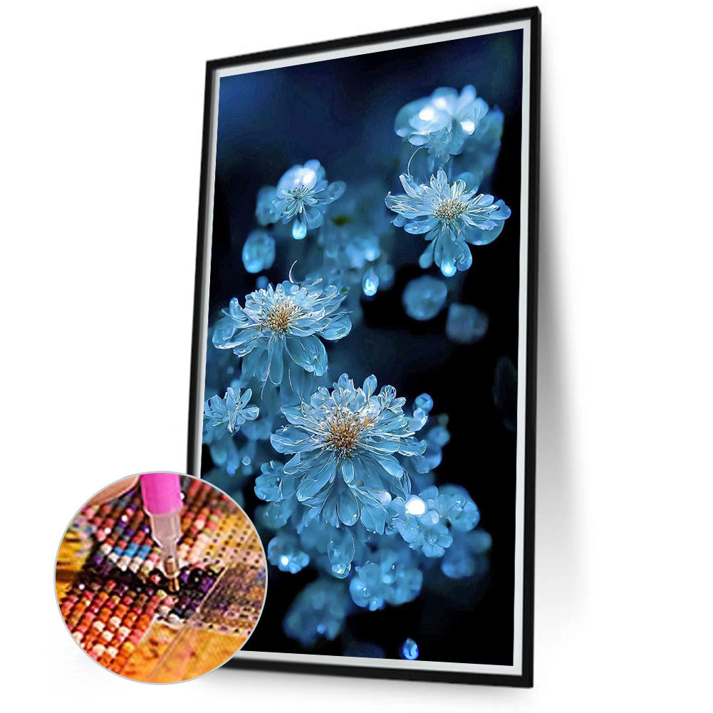 Light Blue Crystal Flower - Full Round Drill Diamond Painting 40*70CM