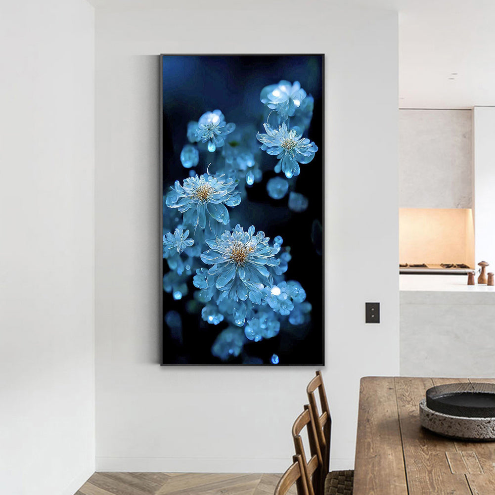 Light Blue Crystal Flower - Full Round Drill Diamond Painting 40*70CM