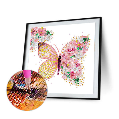 Flower Butterfly - Special Shaped Drill Diamond Painting 30*30CM