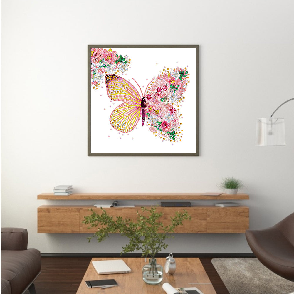 Flower Butterfly - Special Shaped Drill Diamond Painting 30*30CM