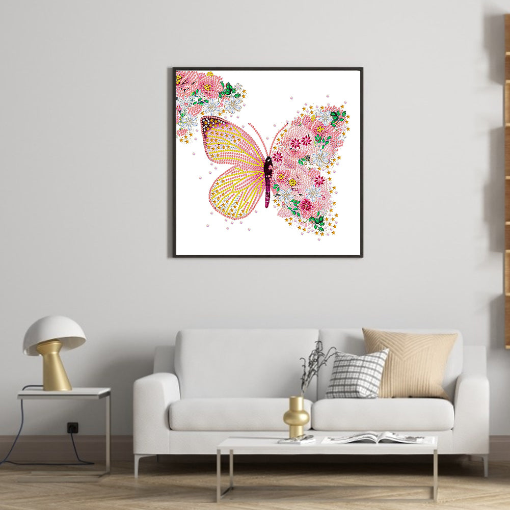 Flower Butterfly - Special Shaped Drill Diamond Painting 30*30CM