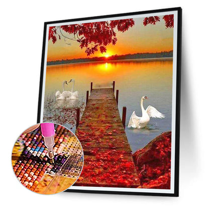 Bridge Swan - Full Round Drill Diamond Painting 30*40CM