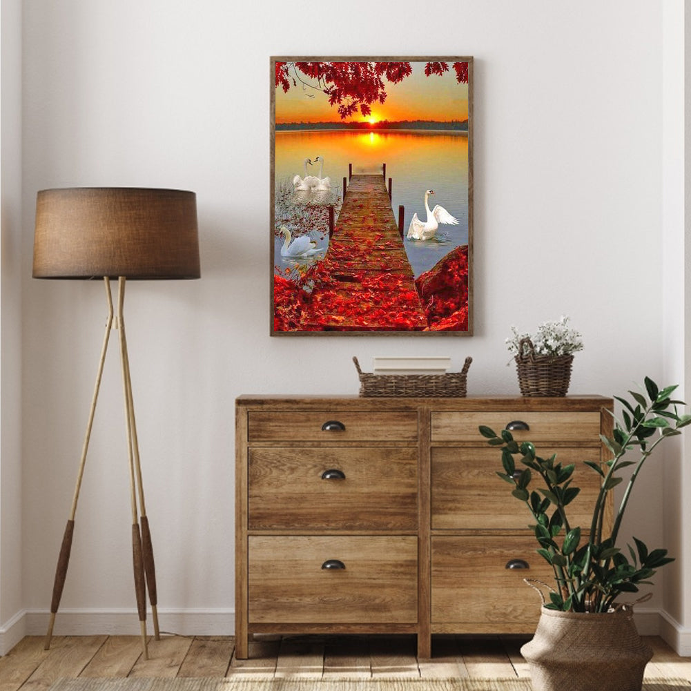 Bridge Swan - Full Round Drill Diamond Painting 30*40CM