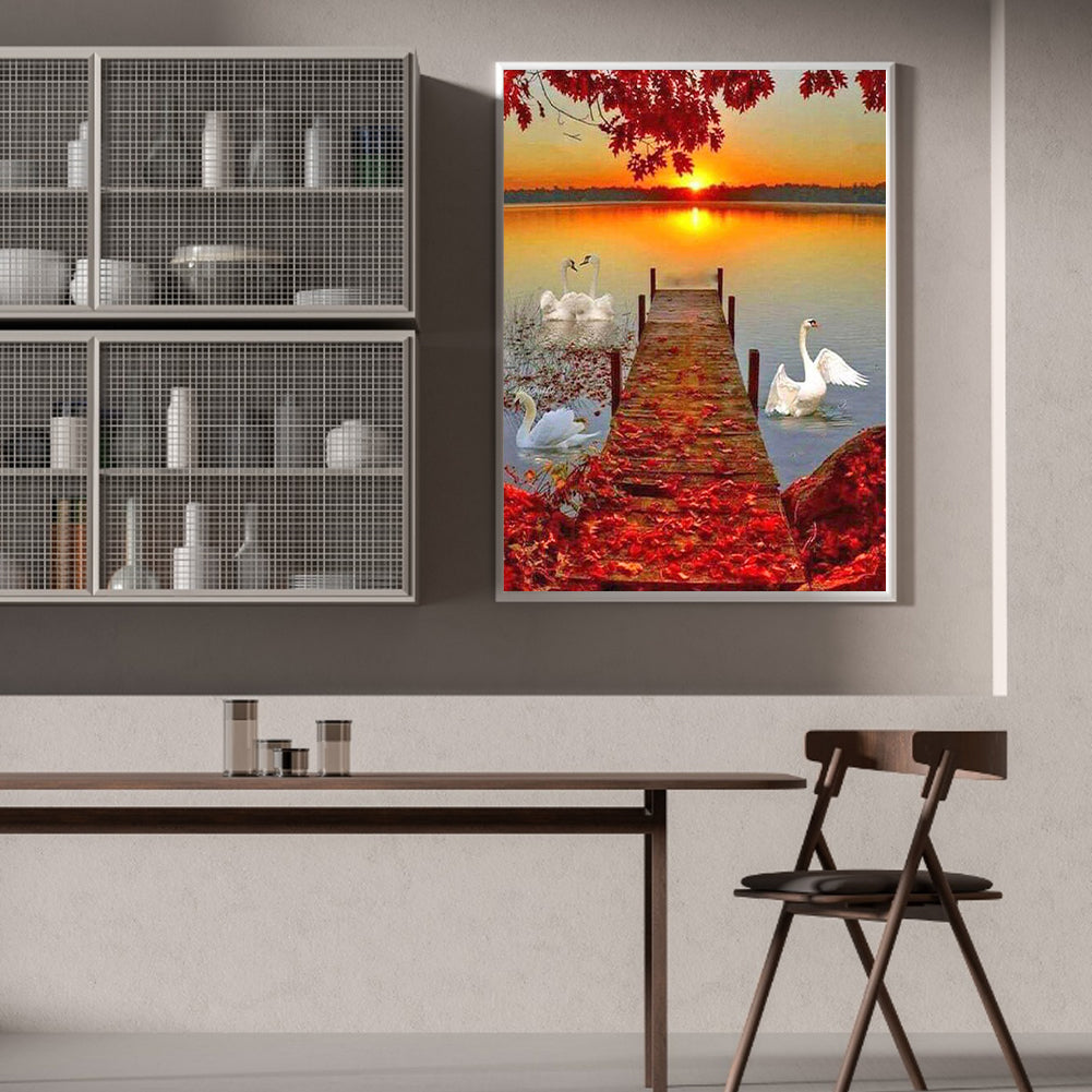 Bridge Swan - Full Round Drill Diamond Painting 30*40CM