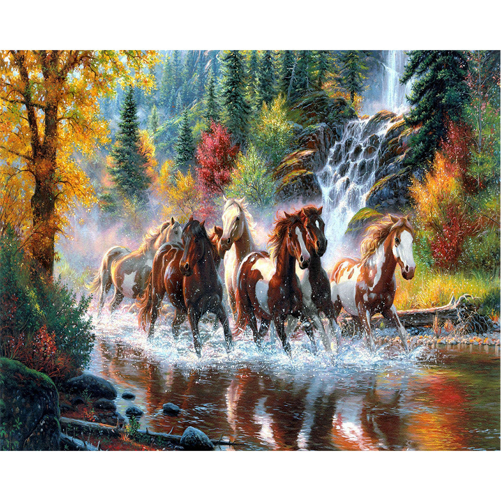 Running Horse In Water - Full Round Drill Diamond Painting 60*50CM