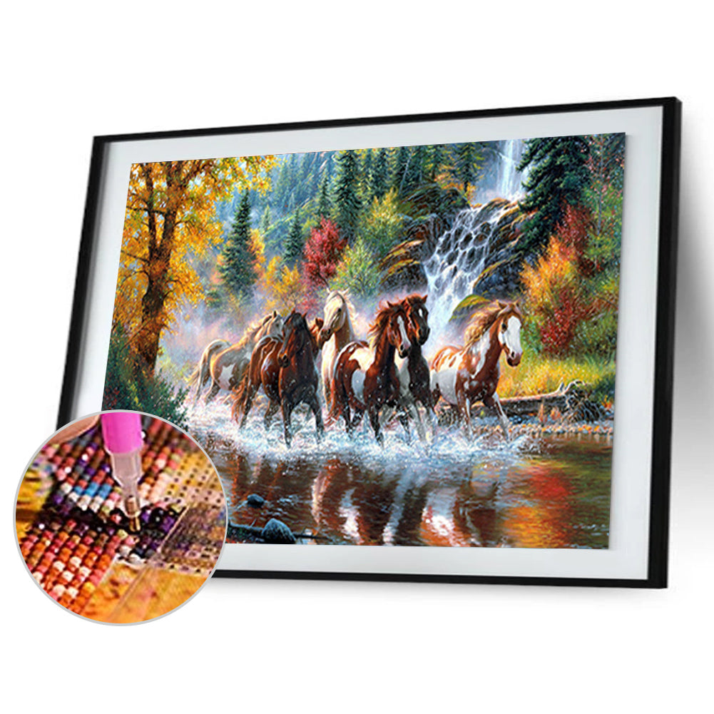 Running Horse In Water - Full Round Drill Diamond Painting 60*50CM