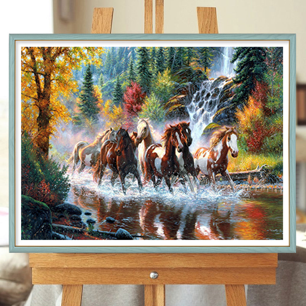 Running Horse In Water - Full Round Drill Diamond Painting 60*50CM