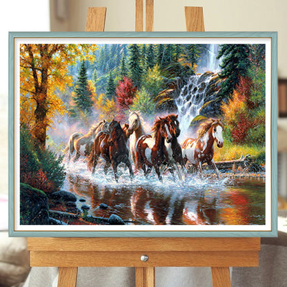 Running Horse In Water - Full Round Drill Diamond Painting 60*50CM