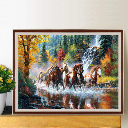 Running Horse In Water - Full Round Drill Diamond Painting 60*50CM