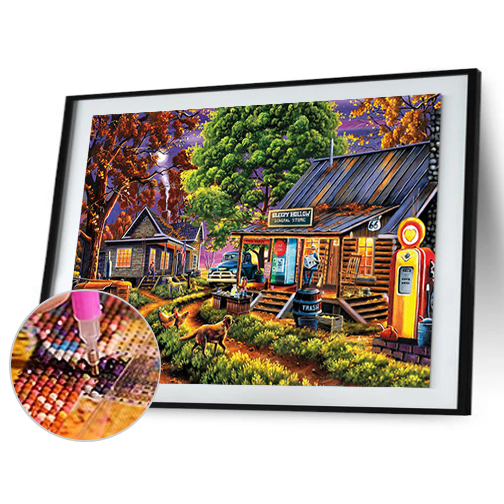 Small Town Grocery Store - Full Round Drill Diamond Painting 60*50CM