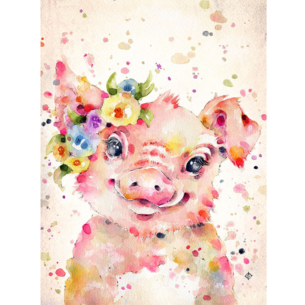 Cartoon Pig - Full Round Drill Diamond Painting 30*40CM