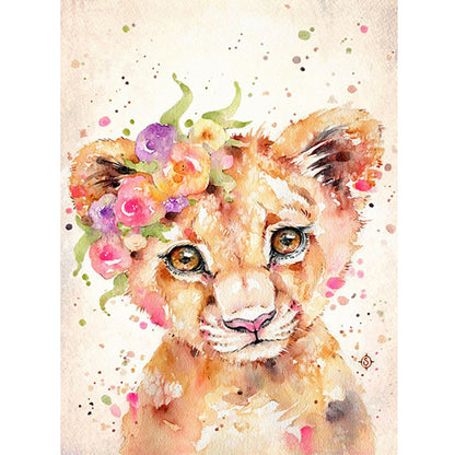 Cartoon Little Lion - Full Round Drill Diamond Painting 30*40CM