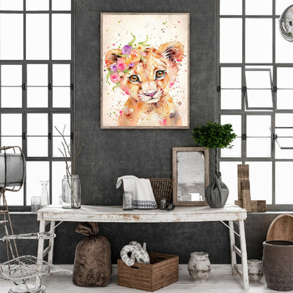 Cartoon Little Lion - Full Round Drill Diamond Painting 30*40CM