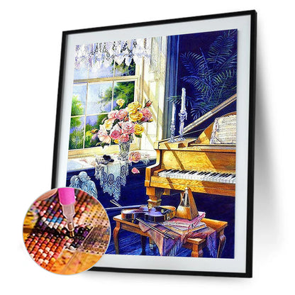Piano By The Window - Full Round Drill Diamond Painting 30*40CM