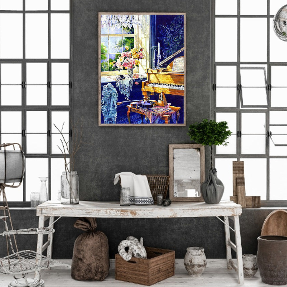 Piano By The Window - Full Round Drill Diamond Painting 30*40CM