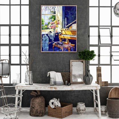 Piano By The Window - Full Round Drill Diamond Painting 30*40CM