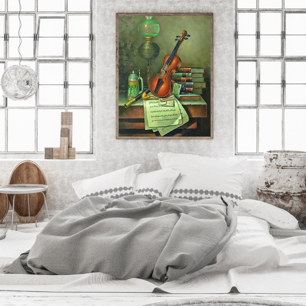 Violin On The Table - Full Round Drill Diamond Painting 30*40CM