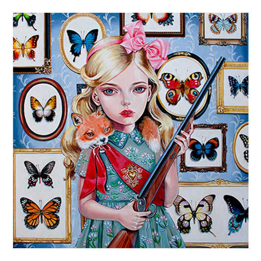 Little Girl With A Gun - Full Round Drill Diamond Painting 30*30CM