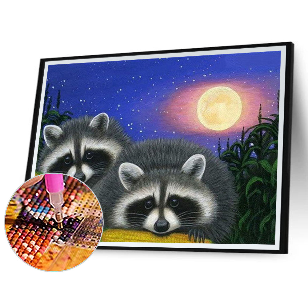 Raccoon Eating Corn - Full Round Drill Diamond Painting 40*30CM